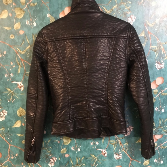 Only- biker leather jacket with inner fleece size 34 - Picture 4 of 8